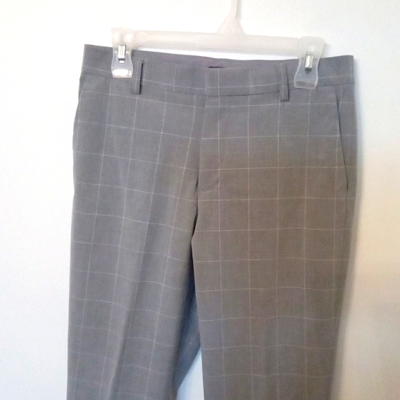 H&M Grey Windowpane Check Tapered Leg Dress Pants - Picture 3 of 8